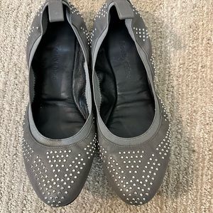 See By Chloe, ballet slipper style flats, size 39.5 grey with silver design.